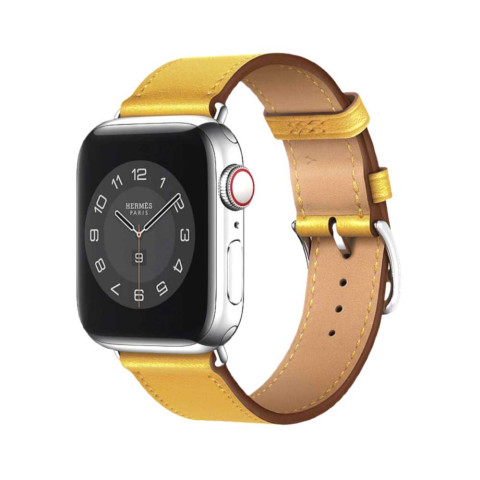 Кожаный ремешок Hermes New Leather на Apple Watch 38/40/41mm Ochre